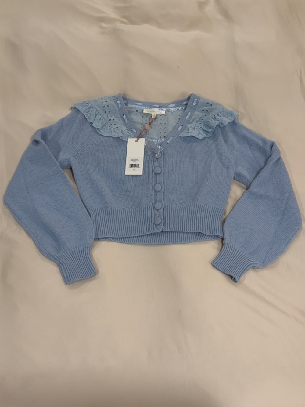 LoveShackFancy Peggy Cardigan in Hydrangea Blue - Picture 2 of 7